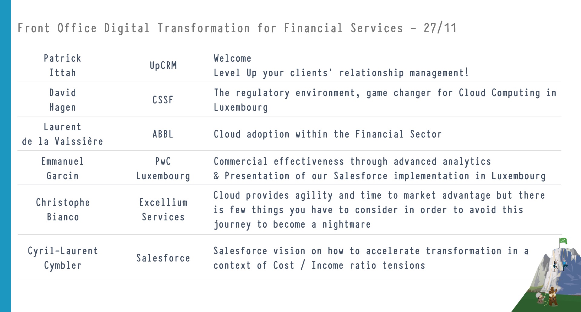 Front Office Digital Transformation for Financial Services - Agenda